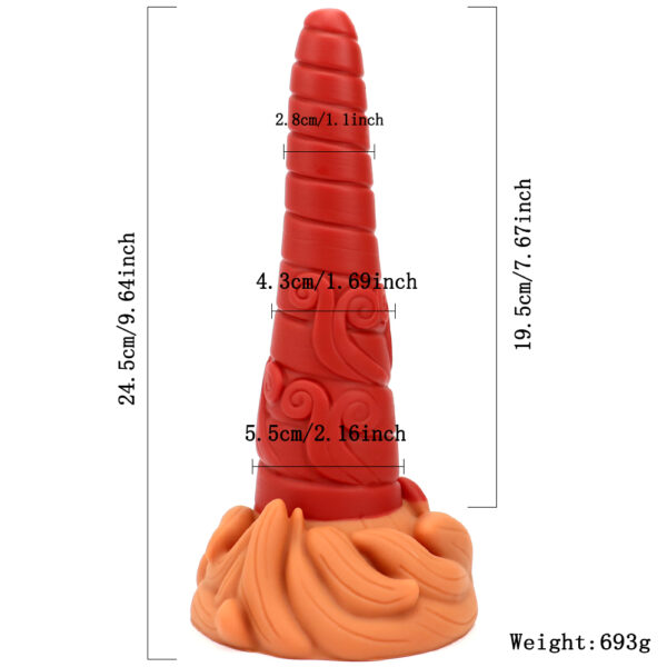9.64"/24.5cm Cone-Shaped Silicone Dildo - Item No. SD-C-017 - Image 3