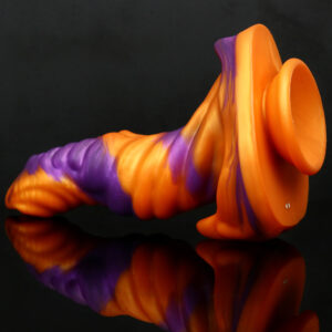 9.06” Fantasy Thrusting, Vibrating & Heating Dildo – Model VD016 (Twisted Spirals or Fiery Swirls Design)