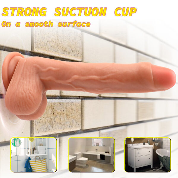 9.06” Thrusting, Vibrating & Heating Dildo – Realistic Flesh or Fantasy Blue-Green Gradient, VD026 - Image 8