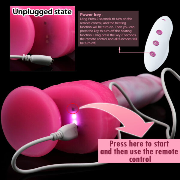 9.06” Thrusting, Vibrating & Heating Dildo – Pink Marble Design, VD028 - Image 7