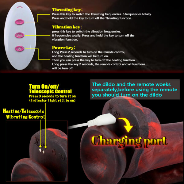 8.66” Thrusting, Vibrating & Heating Dildo – 3 Color Options, VD030 - Image 6