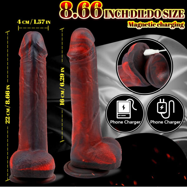 8.66” Thrusting, Vibrating & Heating Dildo – 3 Color Options, VD030 - Image 8