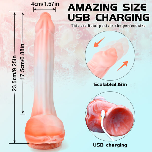 9.25” Thrusting, Vibrating & Heating Dildo – Select from Realistic or Fantasy Styles, VD031 - Image 5