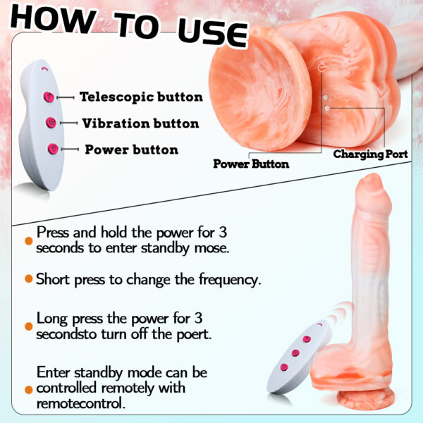 9.25” Thrusting, Vibrating & Heating Dildo – Select from Realistic or Fantasy Styles, VD031 - Image 10