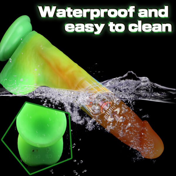 9.25” Thrusting, Vibrating & Heating Dildo – Realistic Flesh Tone or Fantasy Orange-Green, VD032 - Image 4