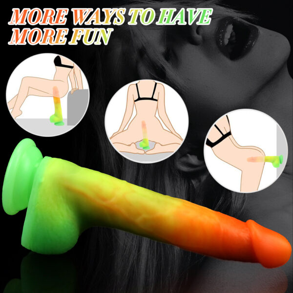 9.25” Thrusting, Vibrating & Heating Dildo – Realistic Flesh Tone or Fantasy Orange-Green, VD032 - Image 8