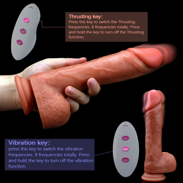 9.25” Thrusting, Vibrating & Heating Dildo – VD034 (Choose from 3 Colors) - Image 5
