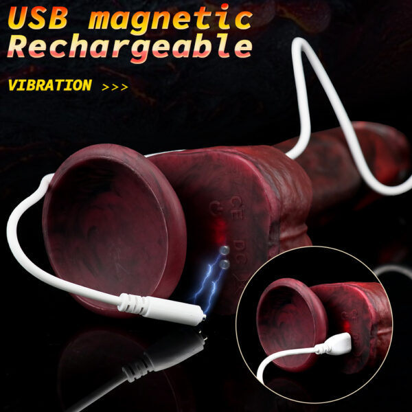 9.06” Thrusting, Vibrating & Heating Dildo – VD037 (Natural Tan or Marbled Red/Black Fantasy) - Image 6