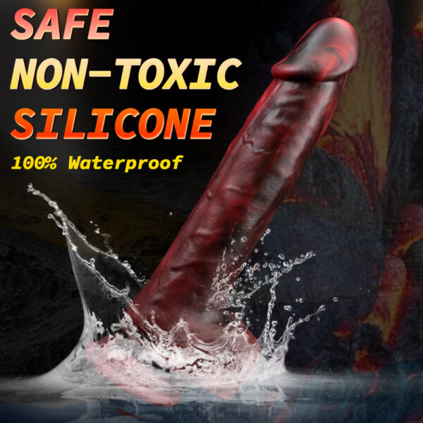 9.06” Thrusting, Vibrating & Heating Dildo – VD037 (Natural Tan or Marbled Red/Black Fantasy) - Image 9