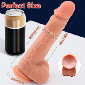 VD039 9.65” Large Thrusting, Vibrating & Heating Dildo – Realistic Flesh or Light Brown – 6 Thrusting Modes, 8 Vibration Patterns, Remote, Suction Cup