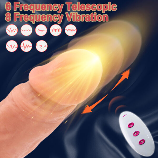 VD039 9.65” Large Thrusting, Vibrating & Heating Dildo – Realistic Flesh or Light Brown – 6 Thrusting Modes, 8 Vibration Patterns, Remote, Suction Cup - Image 6