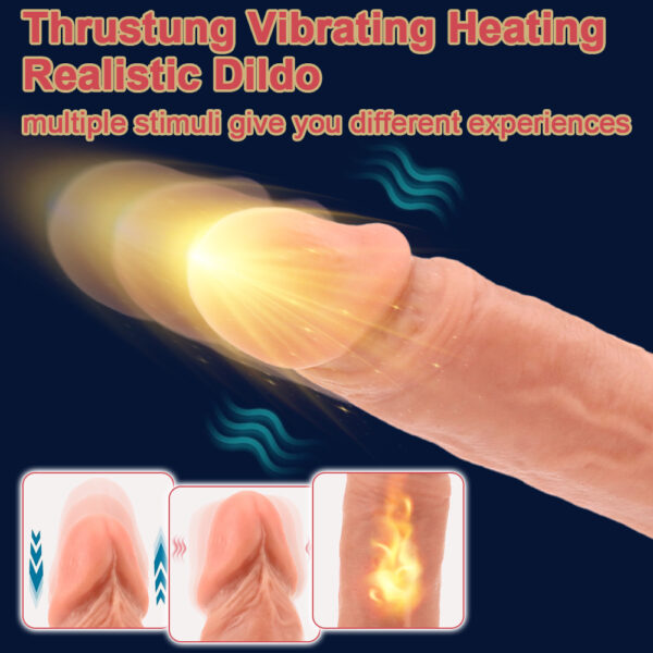 VD039 9.65” Large Thrusting, Vibrating & Heating Dildo – Realistic Flesh or Light Brown – 6 Thrusting Modes, 8 Vibration Patterns, Remote, Suction Cup - Image 8