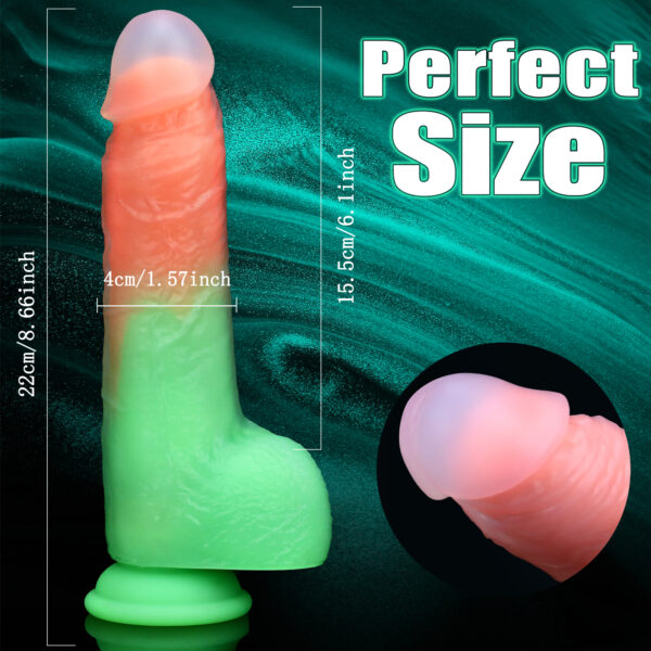 VD040 8.66” Thrusting, Vibrating & Heating Fantasy Dildo – 6 Colors, Translucent Tip, 6 Thrust Modes, 8 Vibration Patterns, Remote, Suction Cup - Image 6