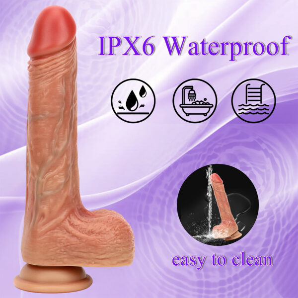 VD041 8.46” Realistic Thrusting, Vibrating & Heating Dildo – Brown w/Red Tip or Chocolate Brown – 6 Thrust Modes, 8 Vibe Modes, Remote - Image 6