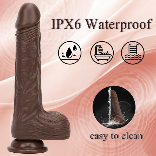 VD041 8.46” Realistic Thrusting, Vibrating & Heating Dildo – Brown w/Red Tip or Chocolate Brown – 6 Thrust Modes, 8 Vibe Modes, Remote - Image 7