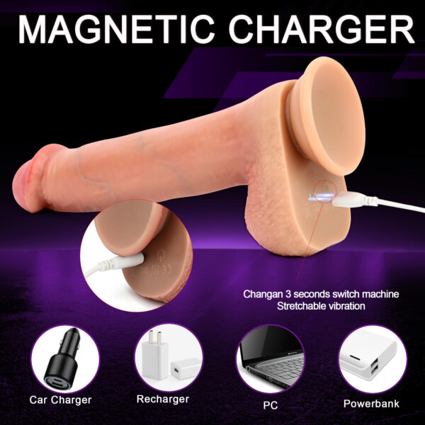 8.46” Realistic Thrusting, Vibrating & Heating Dildo – Flesh or Brown – 6 Thrust Modes, 8 Vibration Patterns, Remote, Suction Cup VD042 - Image 5