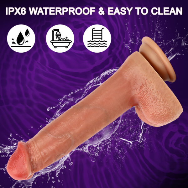8.46” Realistic Thrusting, Vibrating & Heating Dildo – Flesh or Brown – 6 Thrust Modes, 8 Vibration Patterns, Remote, Suction Cup VD042 - Image 7