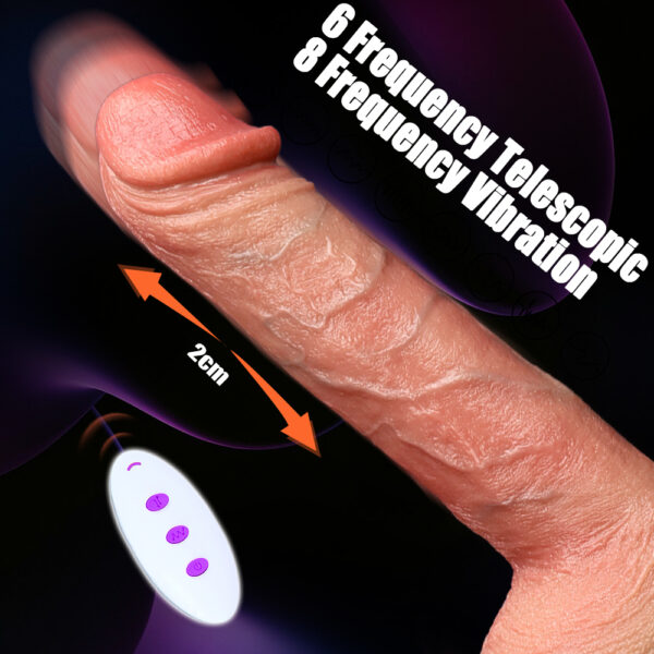 8.46” Realistic Thrusting, Vibrating & Heating Dildo – Flesh Tone – 6 Thrusting Modes, 8 Vibration Patterns, Remote, Suction Cup VD043 - Image 6