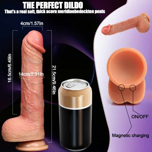 8.46” Realistic Thrusting, Vibrating & Heating Dildo – Flesh Tone – 6 Thrusting Modes, 8 Vibration Patterns, Remote, Suction Cup VD043 - Image 8