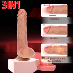 VD044 8.66” Realistic Thrusting, Vibrating & Heating Dildo – Flesh Tone – 6 Thrusting Modes, 8 Vibration Patterns, Remote, Suction Cup