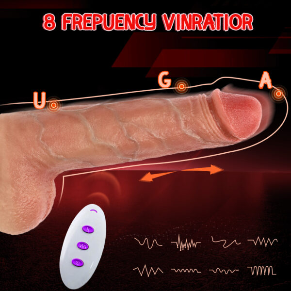 VD044 8.66” Realistic Thrusting, Vibrating & Heating Dildo – Flesh Tone – 6 Thrusting Modes, 8 Vibration Patterns, Remote, Suction Cup - Image 5