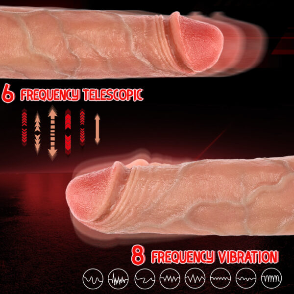 VD044 8.66” Realistic Thrusting, Vibrating & Heating Dildo – Flesh Tone – 6 Thrusting Modes, 8 Vibration Patterns, Remote, Suction Cup - Image 6