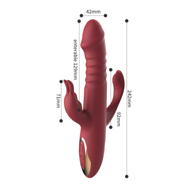 Dual-Head Thrusting Rabbit Vibrator, 12 Vibration Modes + 3 Thrust Levels, USB Pin?Hole Charging, Silicone + ABS — KV-A005 - Image 10