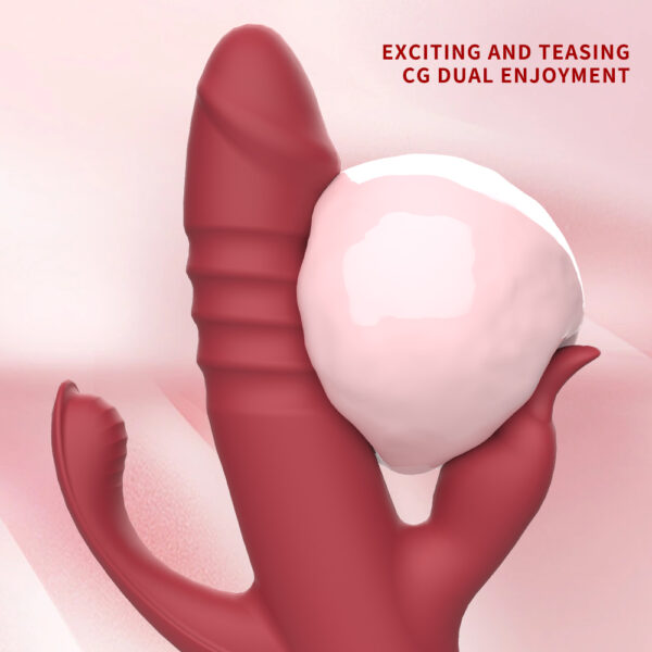 Dual-Head Thrusting Rabbit Vibrator, 12 Vibration Modes + 3 Thrust Levels, USB Pin?Hole Charging, Silicone + ABS — KV-A005 - Image 4