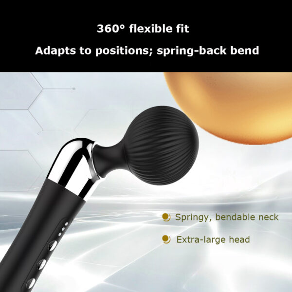 Rechargeable Wand Massager, 5 Speeds & 10 Vibration Modes, 1000 mAh Battery, Low-Noise Design, Silicone + ABS — KV-A006 - Image 3