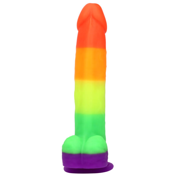 Rainbow Dildo Silicone Dildo with Strong Suction Base, 23 cm Total Length, 17 cm Insertable, 4 cm Diameter, Rainbow Gradient Finish — KR-A001 - Image 4