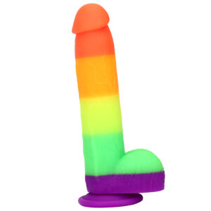 Rainbow Dildo Silicone Dildo with Strong Suction Base, 22 cm Total Length, 16 cm Insertable, 4 cm Diameter, Rainbow Gradient — KR-A002