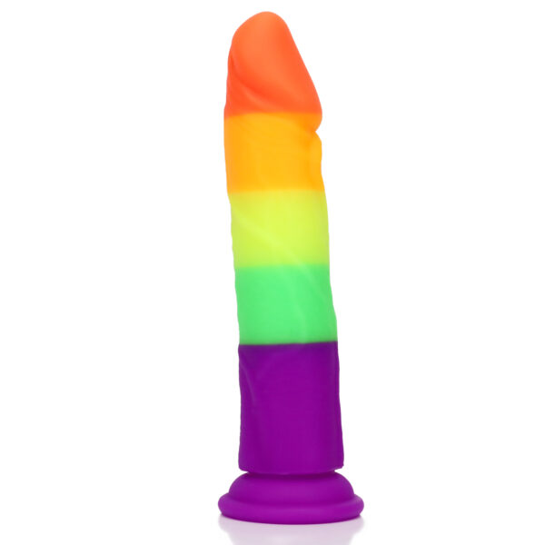 Rainbow Dildo Silicone Dildo with Strong Suction Base, 21.5 cm Total Length, 19.5 cm Insertable, 4 cm Diameter, Rainbow Gradient — KR-A004 - Image 3