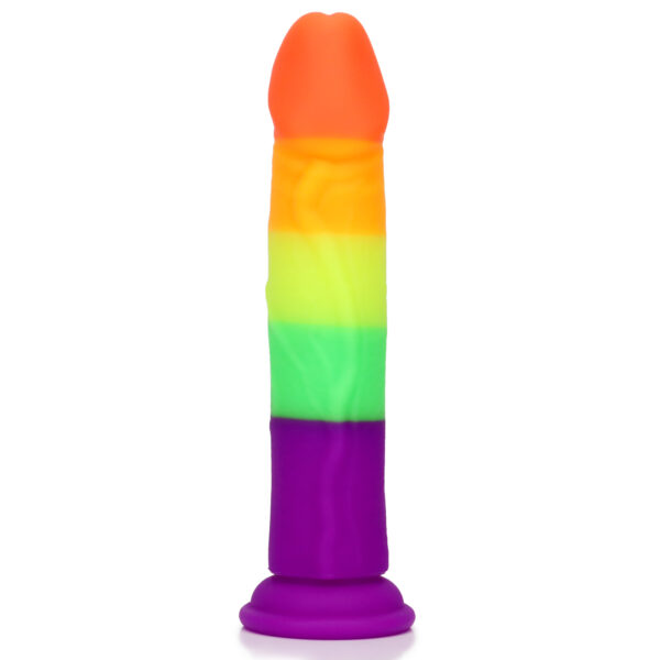Rainbow Dildo Silicone Dildo with Strong Suction Base, 21.5 cm Total Length, 19.5 cm Insertable, 4 cm Diameter, Rainbow Gradient — KR-A004 - Image 4