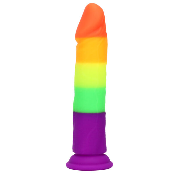 Rainbow Dildo Silicone Dildo with Strong Suction Base, 21.5 cm Total Length, 19.5 cm Insertable, 4 cm Diameter, Rainbow Gradient — KR-A004 - Image 5