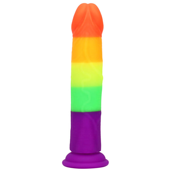 Rainbow Dildo Silicone Dildo with Strong Suction Base, 21.5 cm Total Length, 19.5 cm Insertable, 4 cm Diameter, Rainbow Gradient — KR-A004 - Image 6