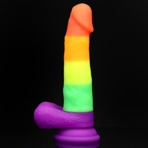 Rainbow Dildo Silicone Dildo with Strong Suction Base, 18.25 cm Total Length, 13.5 cm Insertable, 3.5 cm Diameter, Rainbow Gradient — KR-A006
