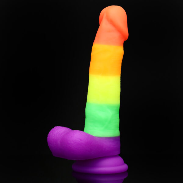 Rainbow Dildo Silicone Dildo with Strong Suction Base, 18.25 cm Total Length, 13.5 cm Insertable, 3.5 cm Diameter, Rainbow Gradient — KR-A006 - Image 4
