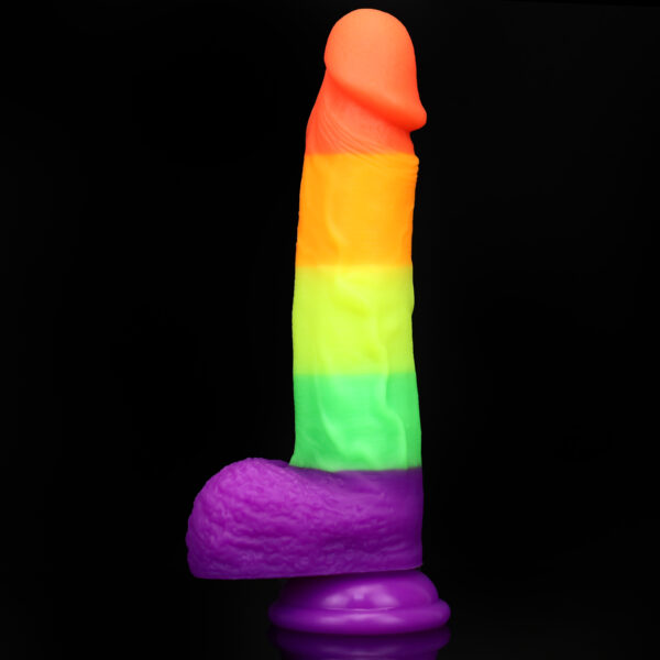 Rainbow Dildo Silicone Dildo with Strong Suction Base, 20.5 cm Total Length, 15 cm Insertable, 4 cm Diameter, Rainbow Gradient — KR-A007 - Image 2