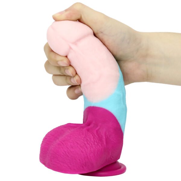 Rainbow Dildo Silicone Dildo with Strong Suction Base, 19 cm Total Length, 13 cm Insertable, 4.7 cm Diameter, Rainbow Gradient — KR-A014 - Image 6