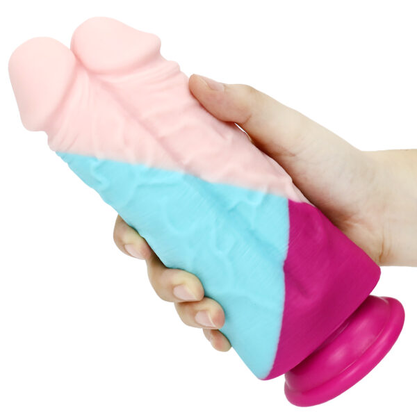 Rainbow Dildo Silicone Dildo with Strong Suction Base, 21 cm Total Length, 18.75 cm Insertable, 6.7 cm Diameter, Rainbow Gradient — KR-A015 - Image 2