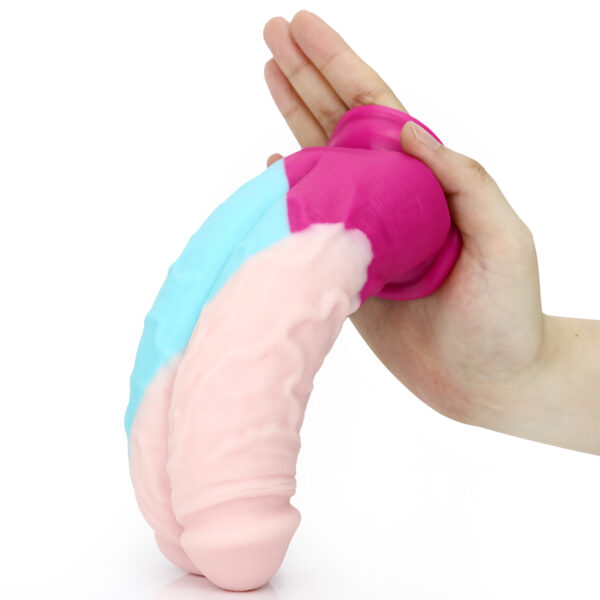 Rainbow Dildo Silicone Dildo with Strong Suction Base, 21 cm Total Length, 18.75 cm Insertable, 6.7 cm Diameter, Rainbow Gradient — KR-A015 - Image 3
