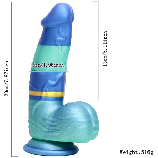 Rainbow Dildo Silicone Dildo with Strong Suction Base, 20 cm Total Length, 13 cm Insertable, 5 cm Diameter, Rainbow Gradient — KR-A016 - Image 8
