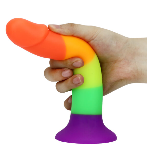 Rainbow Dildo Silicone Dildo with Strong Suction Base, 20.5 cm Total Length, 18 cm Insertable, 3.7 cm Diameter, Rainbow Gradient — KR-A017 - Image 3