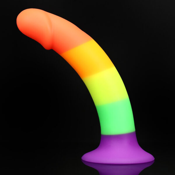 Rainbow Dildo Silicone Dildo with Strong Suction Base, 20.5 cm Total Length, 18 cm Insertable, 3.7 cm Diameter, Rainbow Gradient — KR-A017 - Image 4