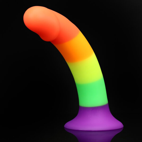 Rainbow Dildo Silicone Dildo with Strong Suction Base, 20.5 cm Total Length, 18 cm Insertable, 3.7 cm Diameter, Rainbow Gradient — KR-A017 - Image 5
