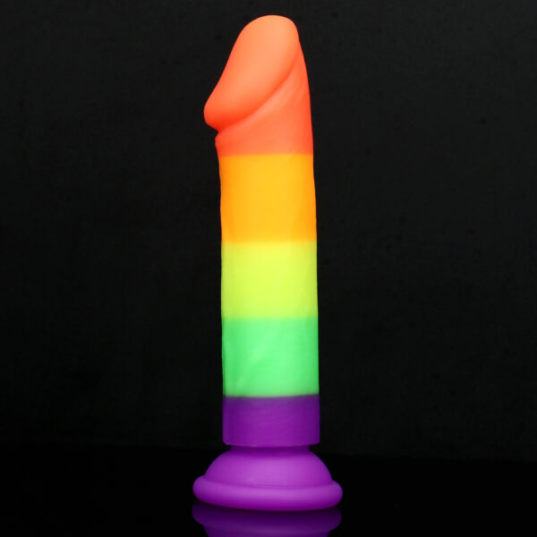 Rainbow Dildo Silicone Dildo with Strong Suction Base, 16.5 cm Total Length, 14.5 cm Insertable, 3 cm Diameter, Rainbow Gradient — KR-A019 - Image 4