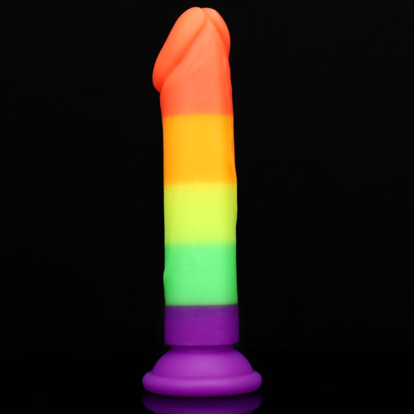 Rainbow Dildo Silicone Dildo with Strong Suction Base, 16.5 cm Total Length, 14.5 cm Insertable, 3 cm Diameter, Rainbow Gradient — KR-A019 - Image 5