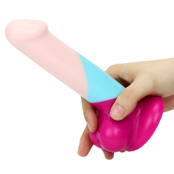 Rainbow Dildo Silicone Dildo with Strong Suction Base, 17 cm Total Length, 12 cm Insertable, 3.4 cm Diameter, Rainbow Gradient — KR-A020 - Image 3