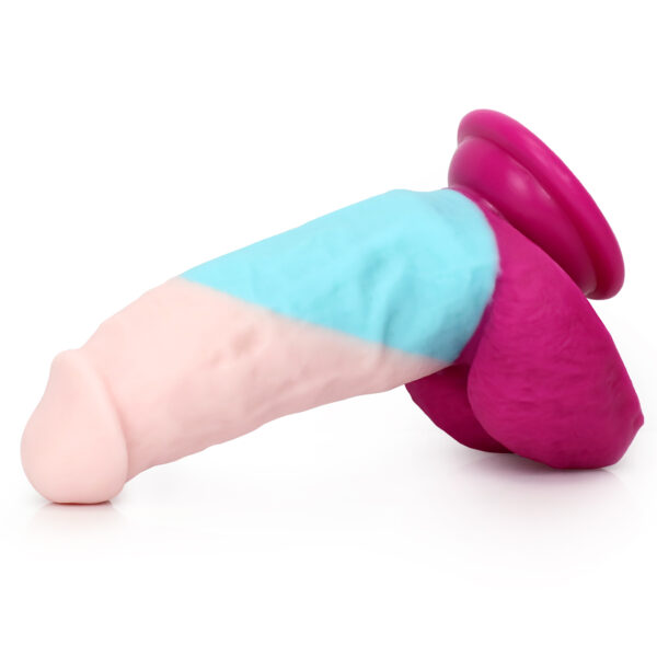 Rainbow Dildo Silicone Dildo with Strong Suction Base, 15.5 cm Total Length, 10.25 cm Insertable, 4.5 cm Diameter, Rainbow Gradient — KR-A021 - Image 3