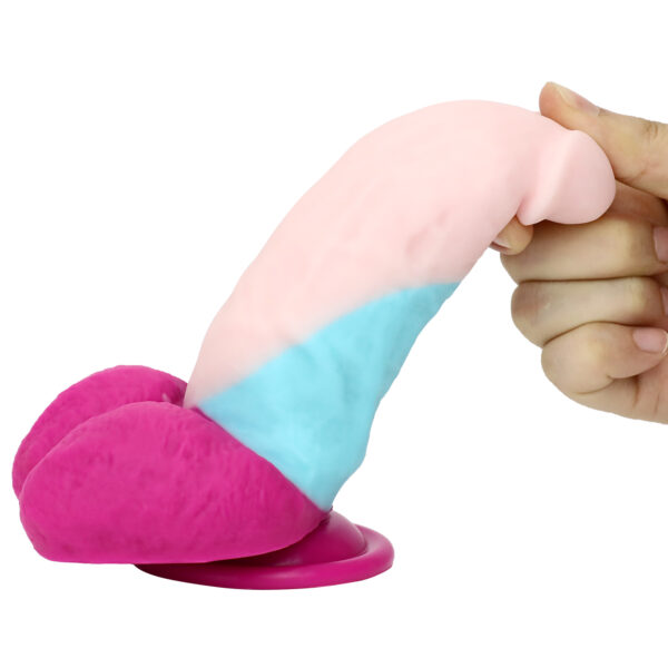 Rainbow Dildo Silicone Dildo with Strong Suction Base, 15.5 cm Total Length, 10.25 cm Insertable, 4.5 cm Diameter, Rainbow Gradient — KR-A021 - Image 5